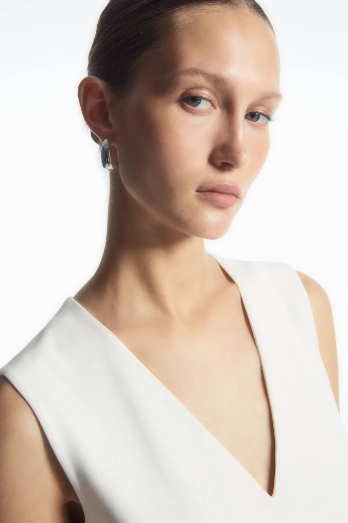 COS GATHERED ASYMMETRIC MIDI DRESS-Women Dresses & Jumpsuits