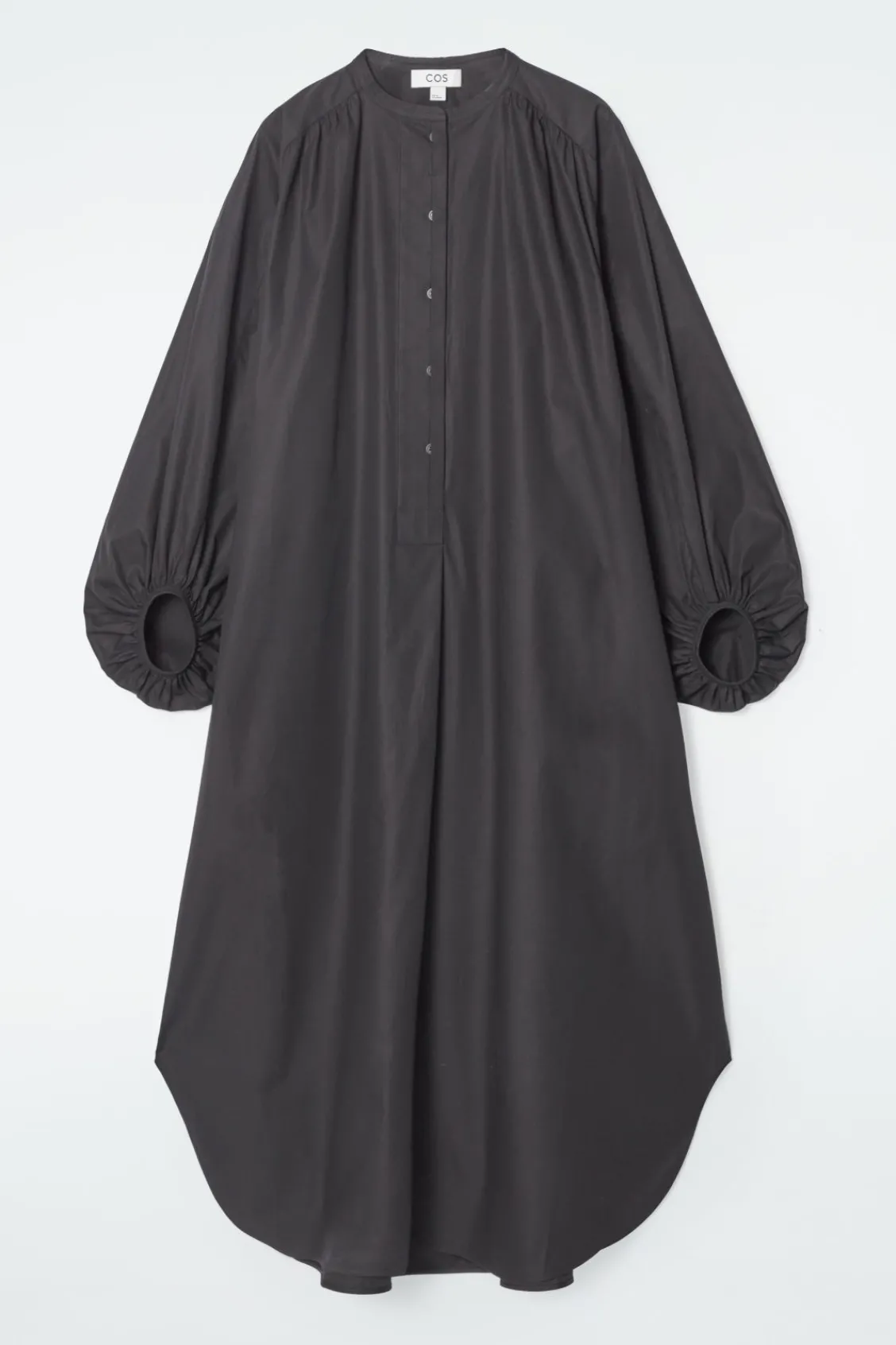 COS GATHERED BALLOON-SLEEVE MIDI DRESS-Women Dresses & Jumpsuits