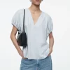 COS GATHERED COTTON BLOUSE-Women Shirts & Blouses | Tops