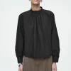 COS GATHERED COTTON BLOUSE-Women Shirts & Blouses | Tops