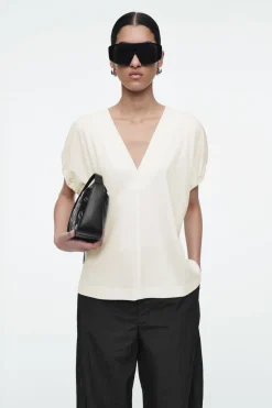 COS GATHERED COTTON BLOUSE-Women Shirts & Blouses | Tops