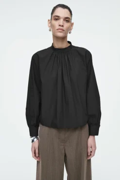 COS GATHERED COTTON BLOUSE-Women Shirts & Blouses | Tops