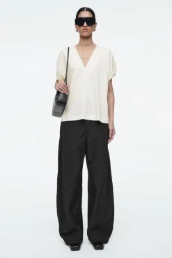 COS GATHERED COTTON BLOUSE-Women Shirts & Blouses | Tops