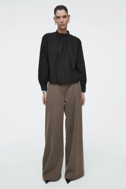 COS GATHERED COTTON BLOUSE-Women Shirts & Blouses | Tops