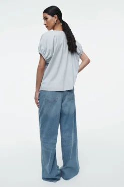 COS GATHERED COTTON BLOUSE-Women Shirts & Blouses | Tops
