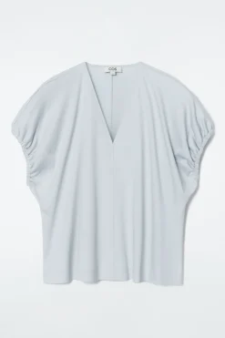 COS GATHERED COTTON BLOUSE-Women Shirts & Blouses | Tops