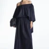 COS GATHERED DENIM MAXI SKIRT-Women Skirts