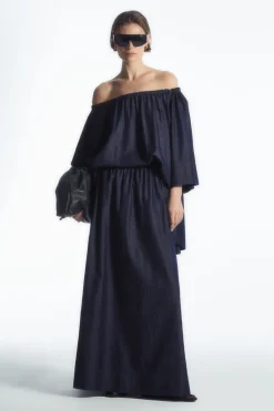 COS GATHERED DENIM MAXI SKIRT-Women Skirts
