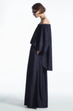 COS GATHERED DENIM MAXI SKIRT-Women Skirts