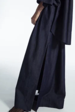 COS GATHERED DENIM MAXI SKIRT-Women Skirts