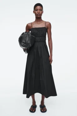 COS GATHERED-WAIST MIDI DRESS-Women Dresses & Jumpsuits