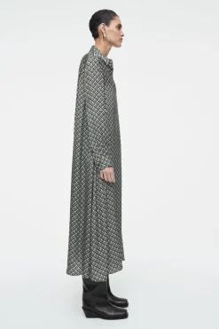 COS GEOMETRIC-PRINT MAXI SHIRT DRESS-Women Dresses & Jumpsuits