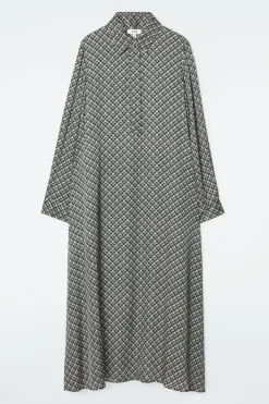 COS GEOMETRIC-PRINT MAXI SHIRT DRESS-Women Dresses & Jumpsuits
