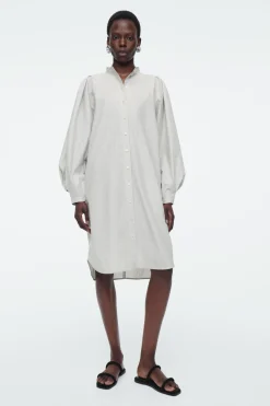 COS GRANDAD-COLLAR MIDI SHIRT DRESS-Women Dresses & Jumpsuits