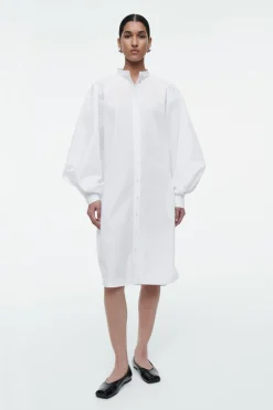 COS GRANDAD-COLLAR MIDI SHIRT DRESS-Women Dresses & Jumpsuits
