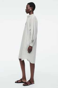 COS GRANDAD-COLLAR MIDI SHIRT DRESS-Women Dresses & Jumpsuits