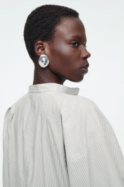 COS GRANDAD-COLLAR MIDI SHIRT DRESS-Women Dresses & Jumpsuits