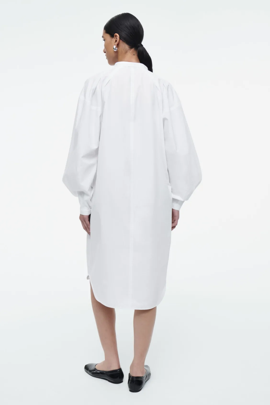 COS GRANDAD-COLLAR MIDI SHIRT DRESS-Women Dresses & Jumpsuits