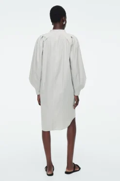 COS GRANDAD-COLLAR MIDI SHIRT DRESS-Women Dresses & Jumpsuits