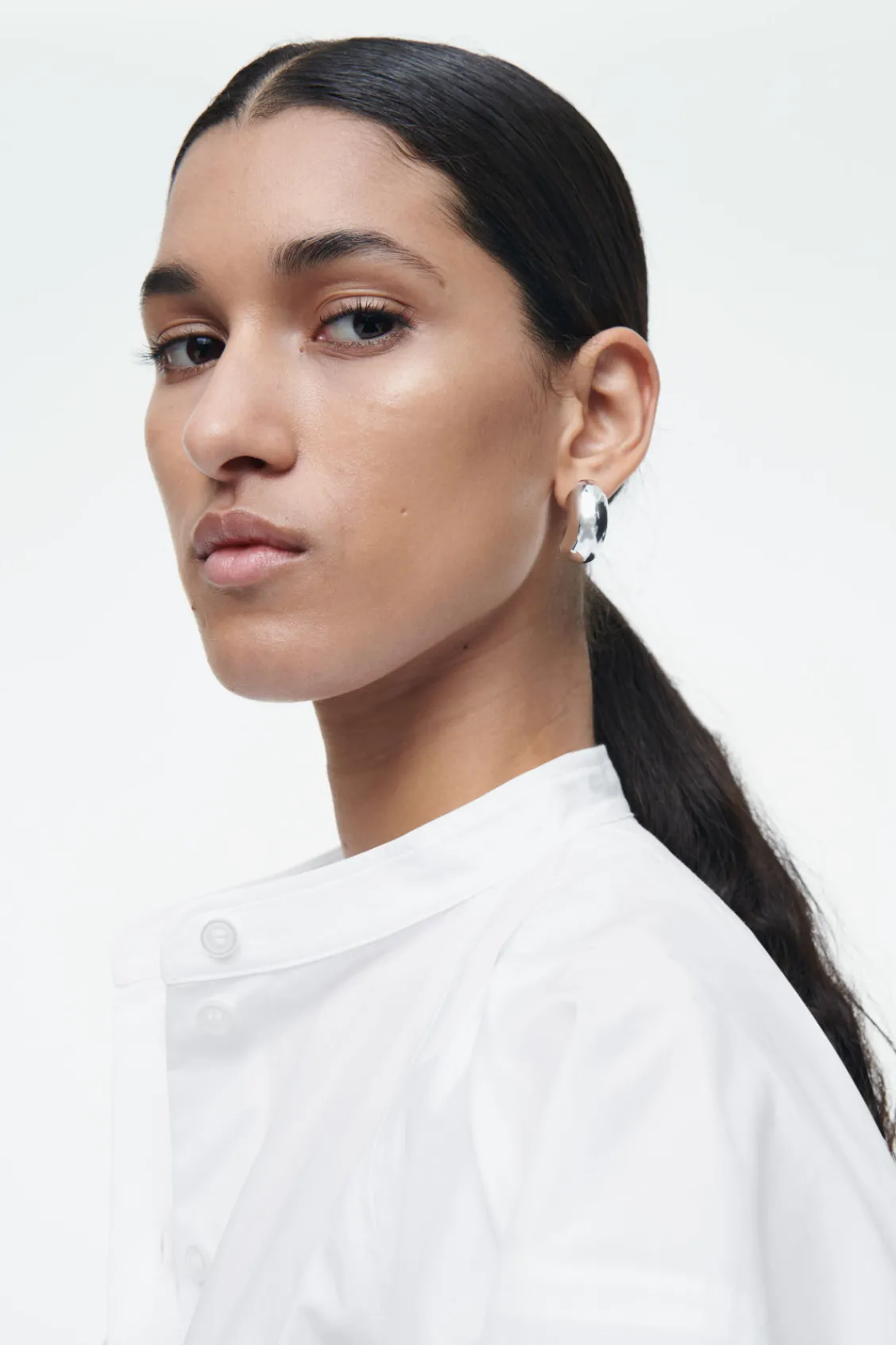 COS GRANDAD-COLLAR MIDI SHIRT DRESS-Women Dresses & Jumpsuits