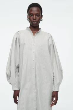 COS GRANDAD-COLLAR MIDI SHIRT DRESS-Women Dresses & Jumpsuits