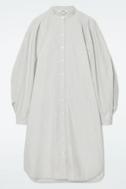 COS GRANDAD-COLLAR MIDI SHIRT DRESS-Women Dresses & Jumpsuits