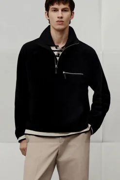 COS HALF-ZIP SHERPA FLEECE SWEATER- Sweatshirts & Hoodies