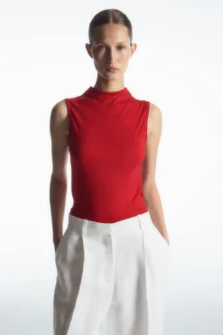 COS HIGH-NECK SLEEVELESS TANK TOP-Women T-Shirts | Tops