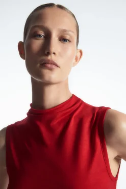 COS HIGH-NECK SLEEVELESS TANK TOP-Women T-Shirts | Tops
