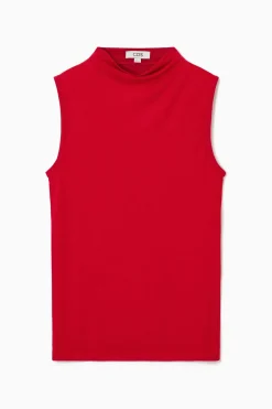 COS HIGH-NECK SLEEVELESS TANK TOP-Women T-Shirts | Tops
