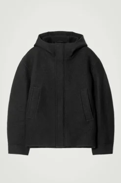 COS HOODED BOILED WOOL PARKA JACKET- Coats & Jackets