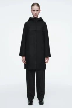 COS HOODED BOILED-WOOL COAT-Women Coats & Jackets