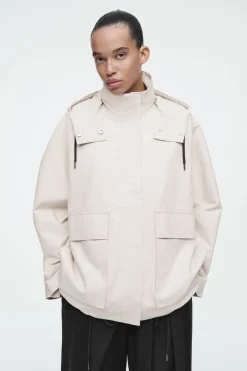 COS HOODED COTTON UTILITY JACKET-Women Coats & Jackets