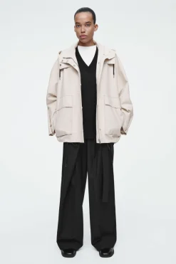 COS HOODED COTTON UTILITY JACKET-Women Coats & Jackets