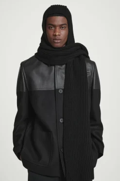 COS HOODED RIBBED CASHMERE-BLEND SCARF- Hats & Scarves | Cashmere
