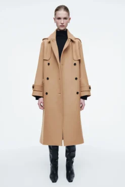 COS HOODED WOOL DUFFLE COAT-Women Coats & Jackets