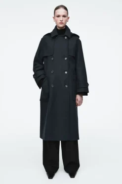 COS HOODED WOOL DUFFLE COAT-Women Coats & Jackets