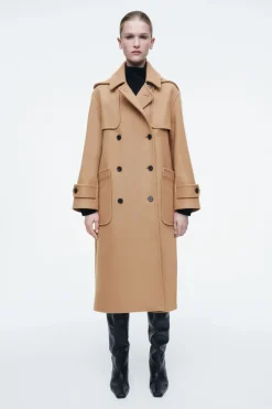 COS HOODED WOOL DUFFLE COAT-Women Coats & Jackets