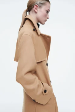 COS HOODED WOOL DUFFLE COAT-Women Coats & Jackets