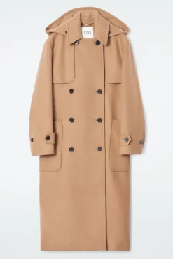 COS HOODED WOOL DUFFLE COAT-Women Coats & Jackets