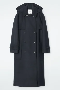 COS HOODED WOOL DUFFLE COAT-Women Coats & Jackets