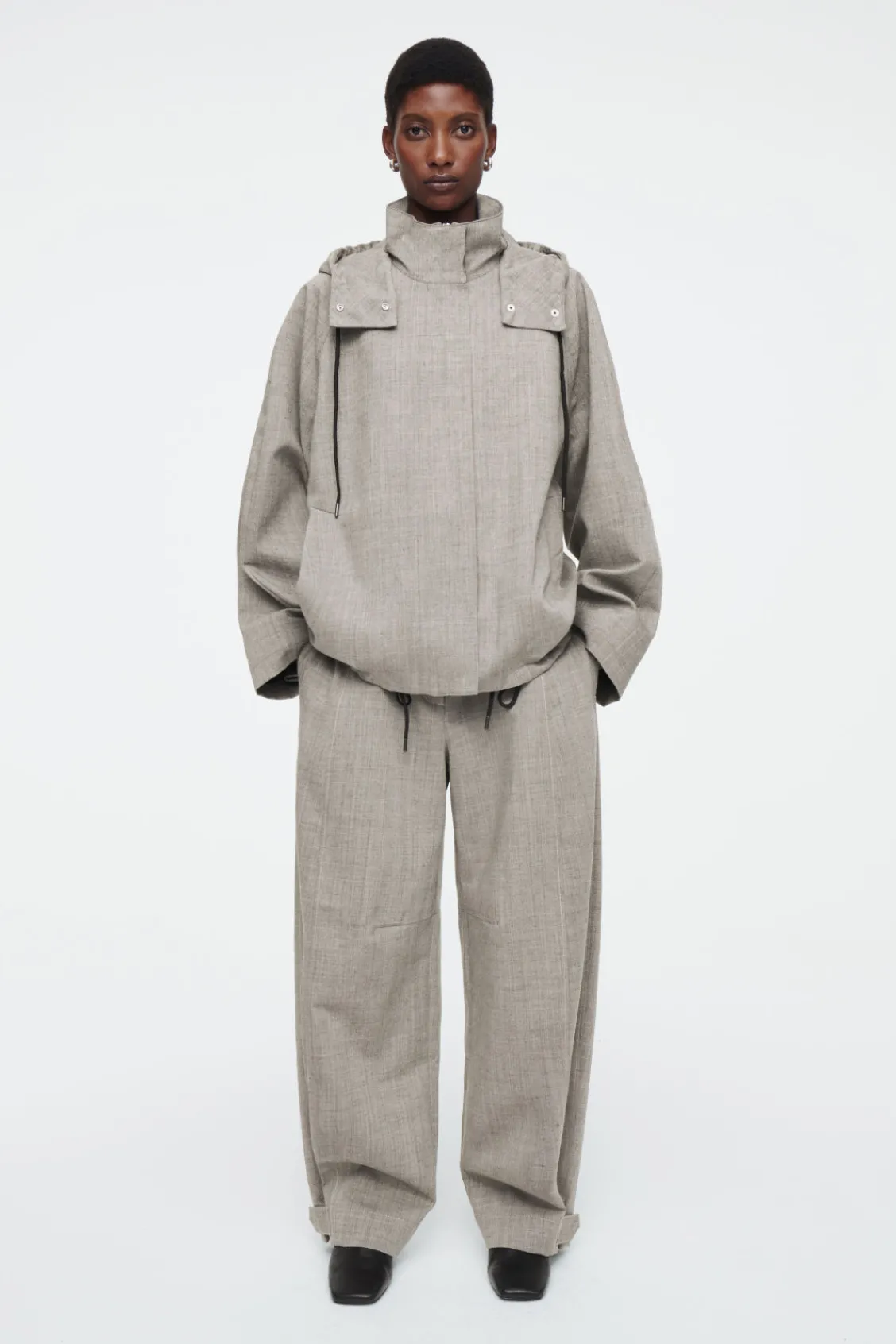 COS HOODED WOOL UTILITY JACKET-Women Coats & Jackets