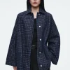 COS HOUNDSTOOTH-JACQUARD DENIM JACKET-Women Coats & Jackets