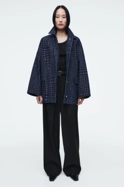 COS HOUNDSTOOTH-JACQUARD DENIM JACKET-Women Coats & Jackets