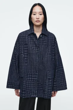 COS HOUNDSTOOTH-JACQUARD DENIM JACKET-Women Coats & Jackets