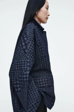 COS HOUNDSTOOTH-JACQUARD DENIM JACKET-Women Coats & Jackets