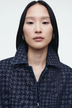 COS HOUNDSTOOTH-JACQUARD DENIM JACKET-Women Coats & Jackets