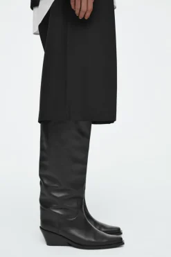 COS KNEE-HIGH LEATHER COWBOY BOOTS-Women Shoes