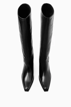 COS KNEE-HIGH LEATHER COWBOY BOOTS-Women Shoes