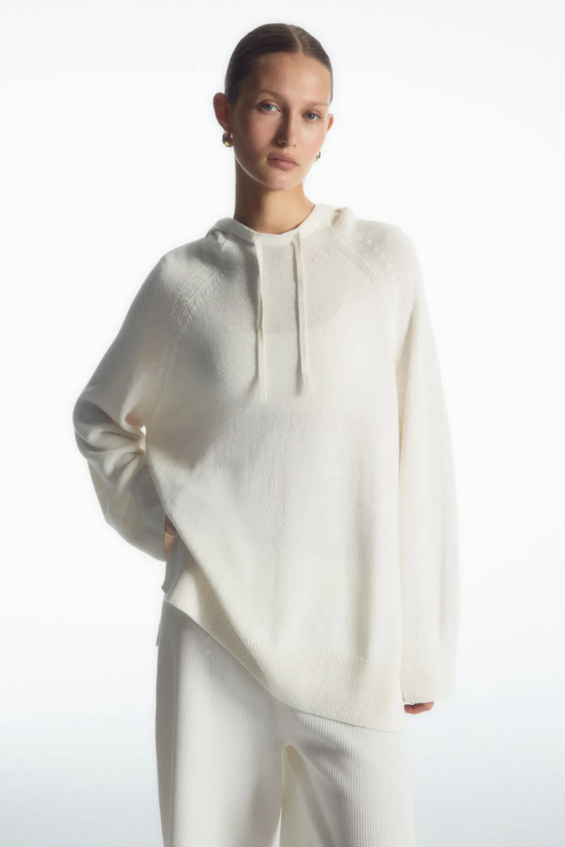 COS KNITTED LINEN-BLEND HOODIE-Women Tops | Sweaters & Cardigans